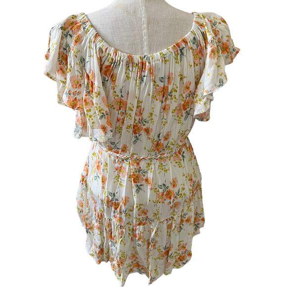 Cupcakes & Cashmere Floral Off the Shoulder Ruffle Resort Mini Dress S - Picture 6 of 9